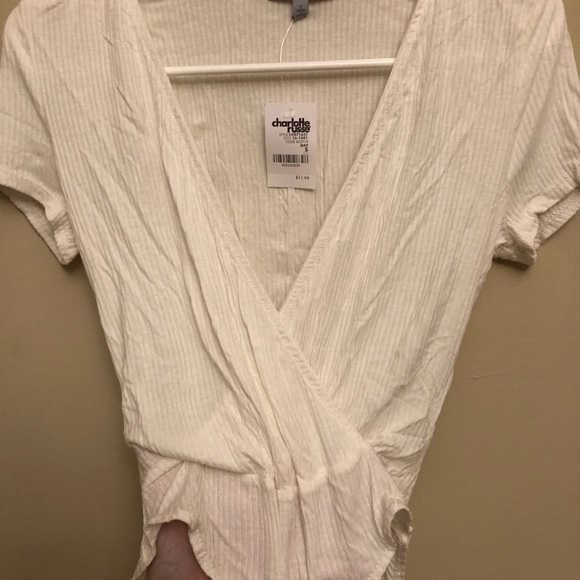 White mock wrap bodysuit. NWT - Picture 3 of 4